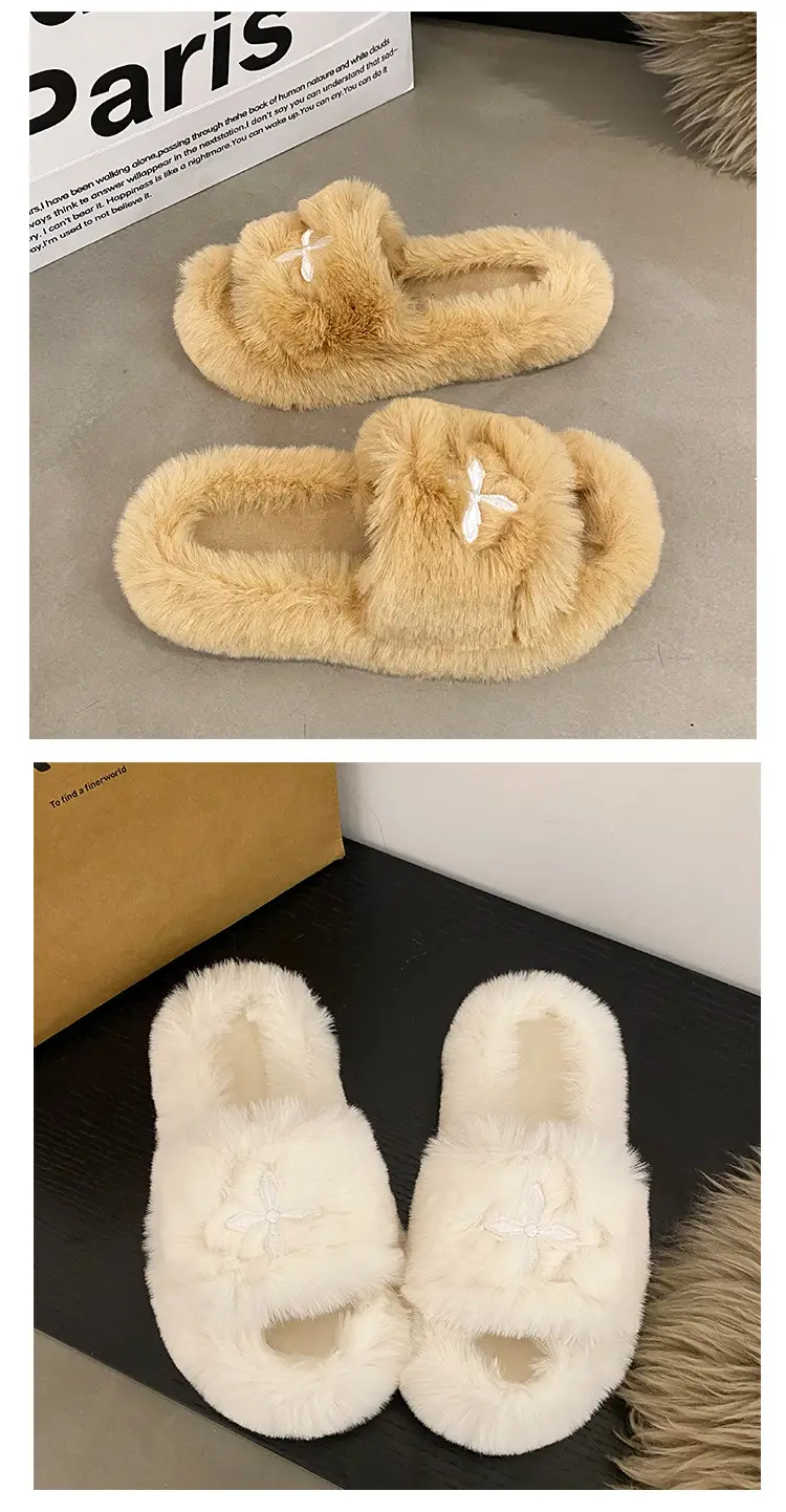 Internet Celebrous Hot Style Maomao Slippers Women's Autumn and Winter New Household Outer Wear Non-slip Height Increasing Thick Bottom Women's Warm Cotton Slippers — feature 17