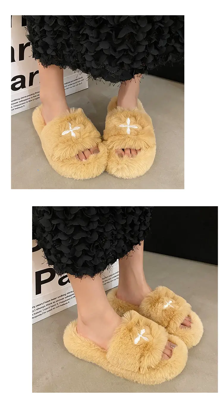 Internet Celebrous Hot Style Maomao Slippers Women's Autumn and Winter New Household Outer Wear Non-slip Height Increasing Thick Bottom Women's Warm Cotton Slippers — feature 6