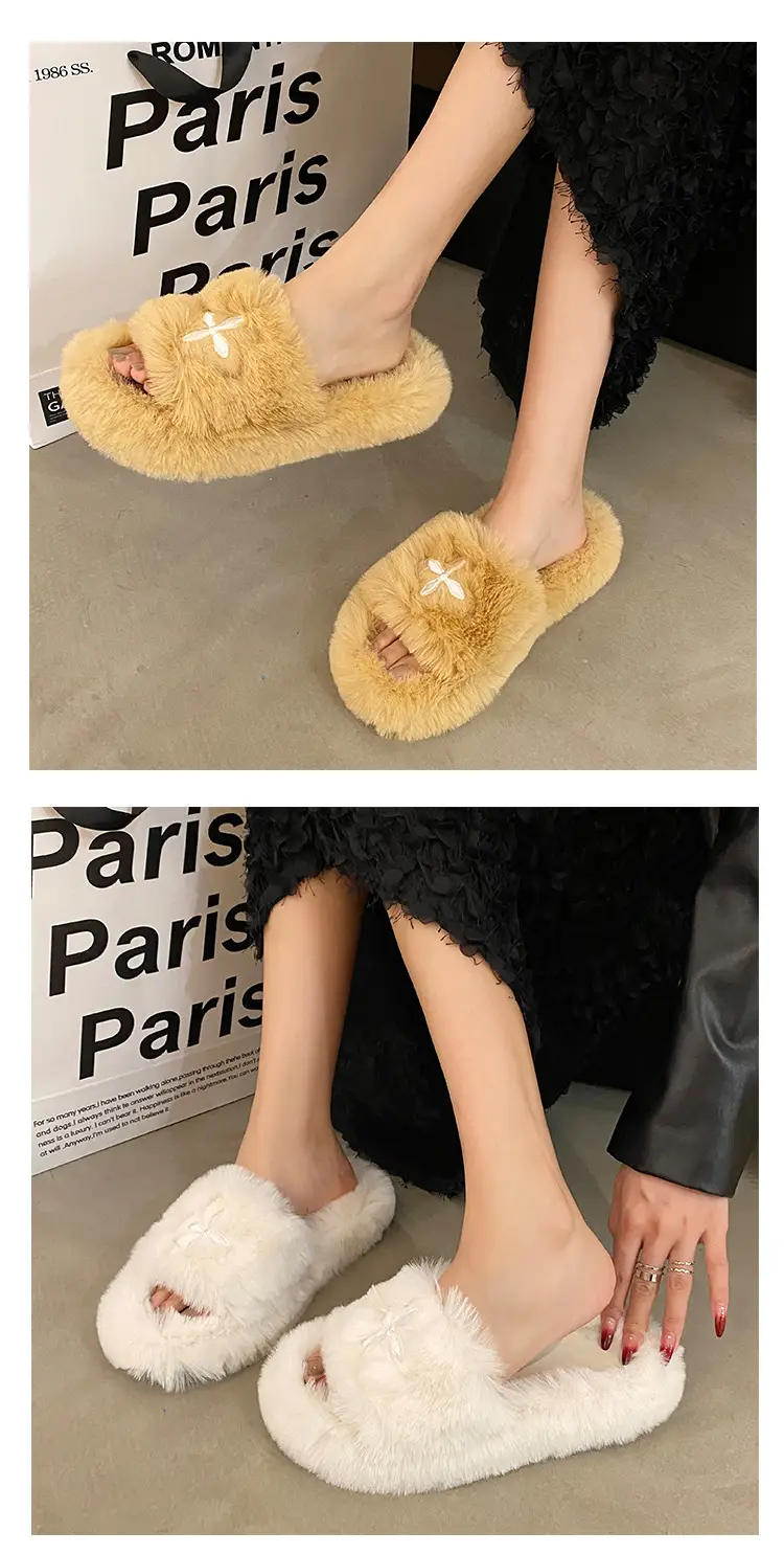 Internet Celebrous Hot Style Maomao Slippers Women's Autumn and Winter New Household Outer Wear Non-slip Height Increasing Thick Bottom Women's Warm Cotton Slippers — feature 7