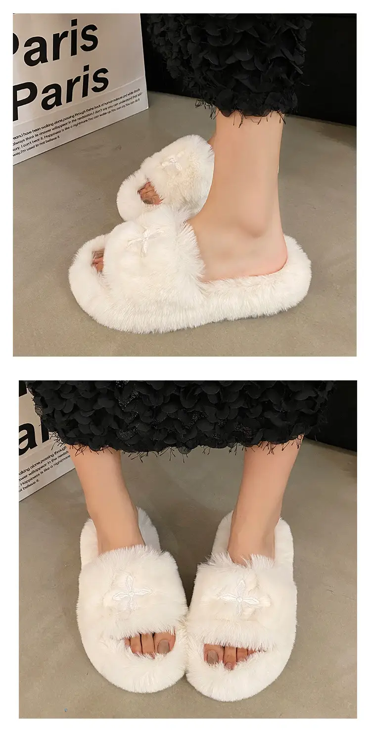 Internet Celebrous Hot Style Maomao Slippers Women's Autumn and Winter New Household Outer Wear Non-slip Height Increasing Thick Bottom Women's Warm Cotton Slippers — feature 9