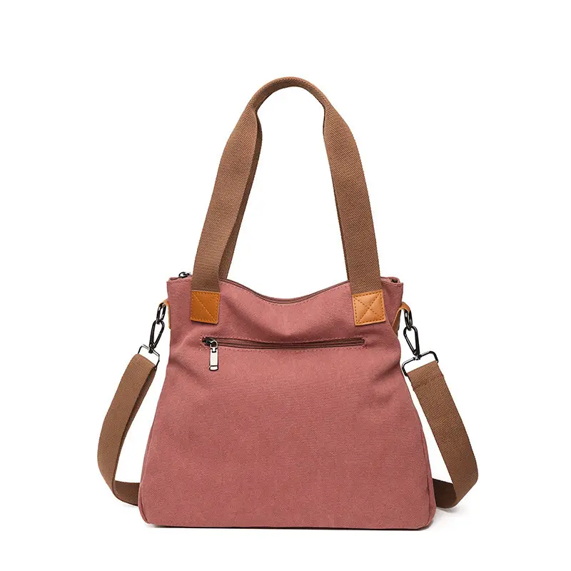 Women's Pink Canvas Shoulder Bag Large Capacity