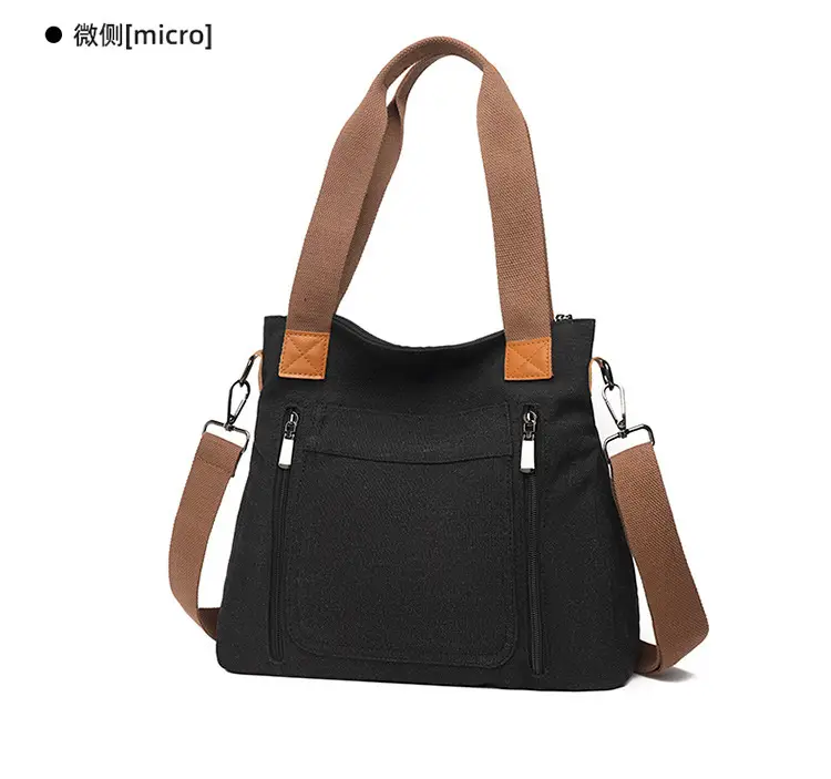 Women's Pink Canvas Shoulder Bag Large Capacity — feature 13
