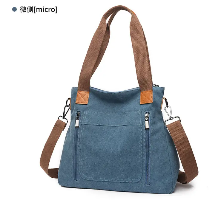 Women's Pink Canvas Shoulder Bag Large Capacity — feature 15