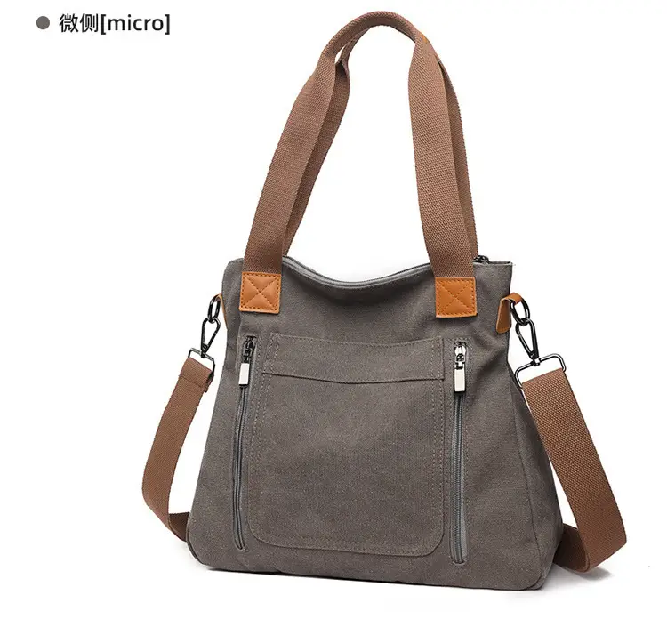 Women's Pink Canvas Shoulder Bag Large Capacity — feature 17