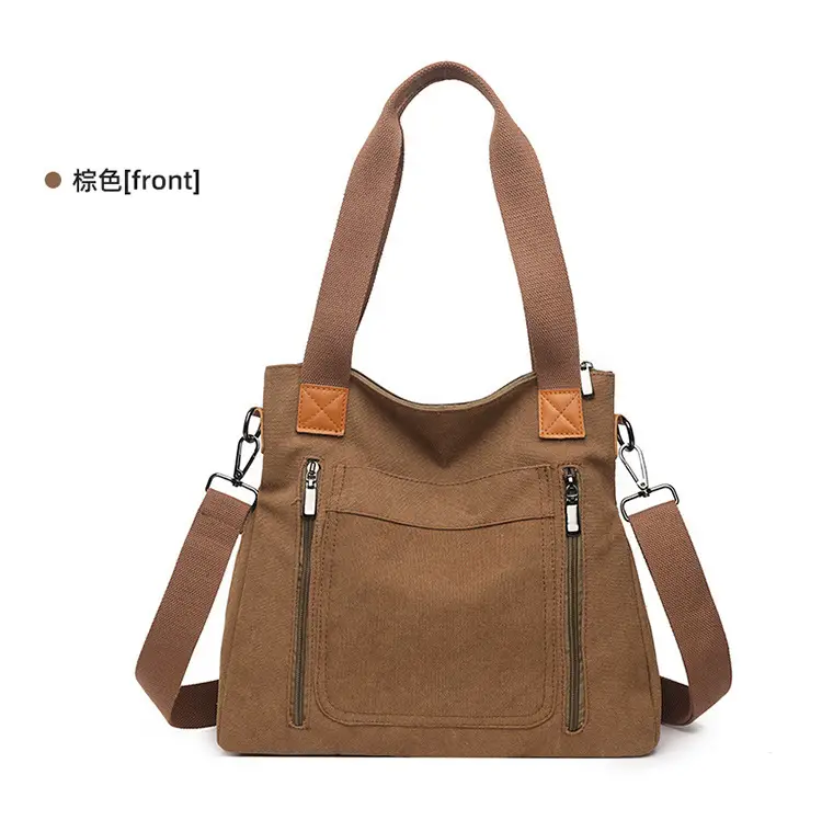 Women's Pink Canvas Shoulder Bag Large Capacity — feature 18
