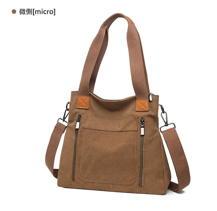 Women's Pink Canvas Shoulder Bag Large Capacity — feature 19