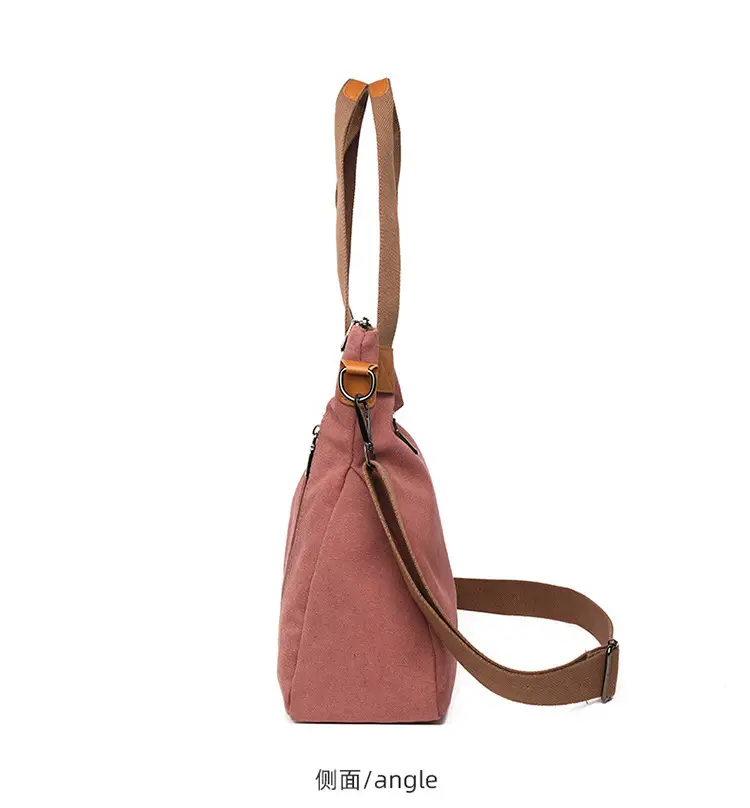 Women's Pink Canvas Shoulder Bag Large Capacity — feature 22