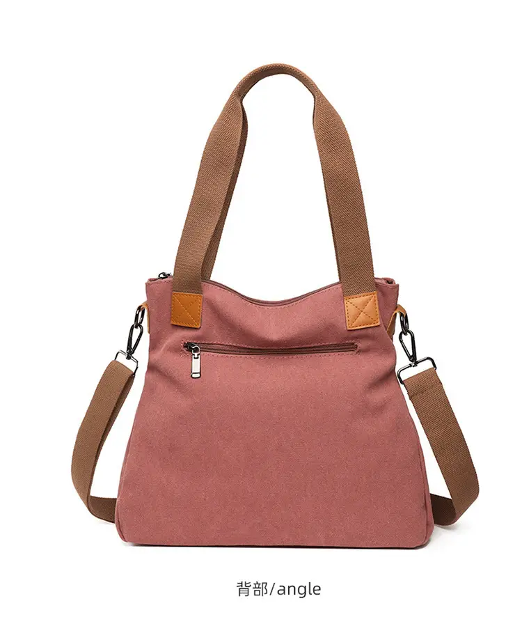 Women's Pink Canvas Shoulder Bag Large Capacity — feature 23