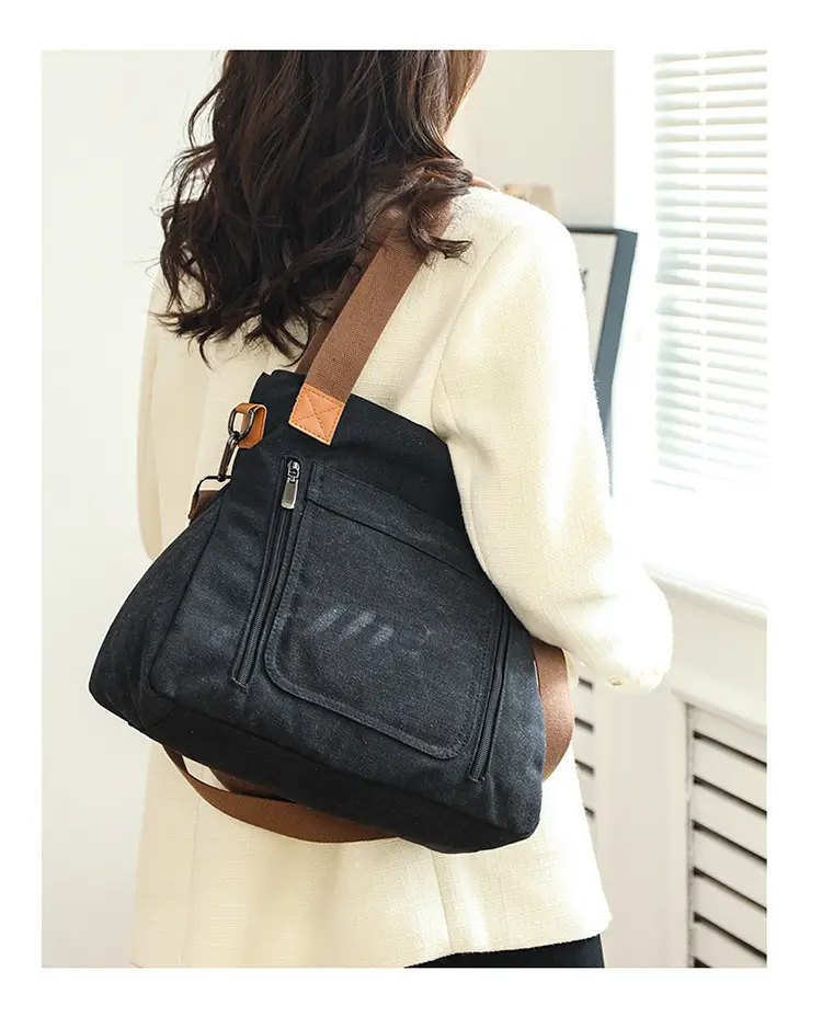 Women's Pink Canvas Shoulder Bag Large Capacity — feature 29