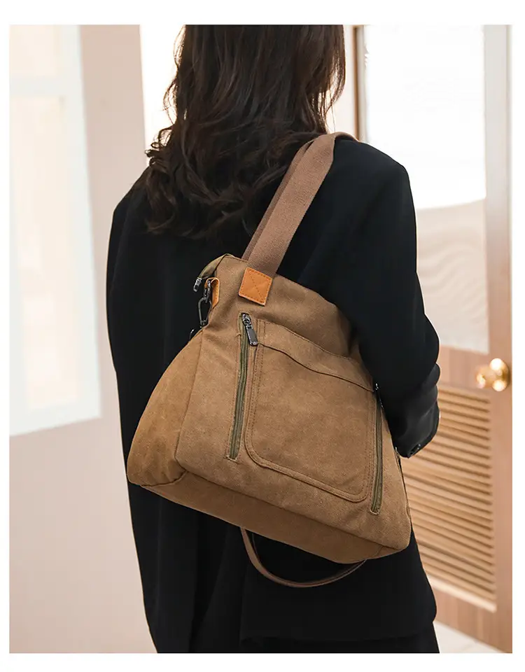 Women's Pink Canvas Shoulder Bag Large Capacity — feature 34