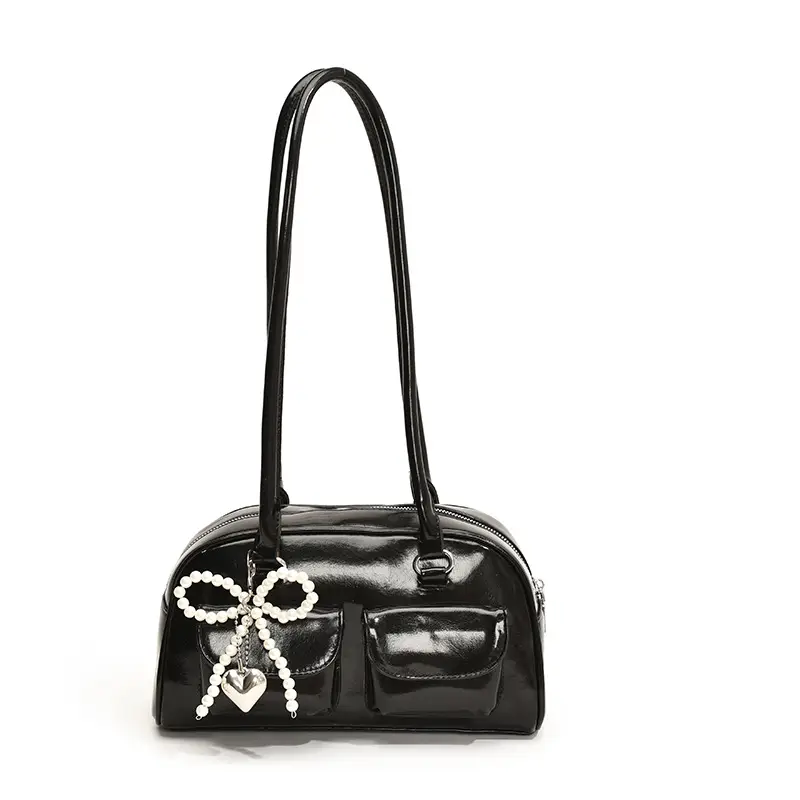 Red Pearl Bow Shoulder Bag for Women - Image 8