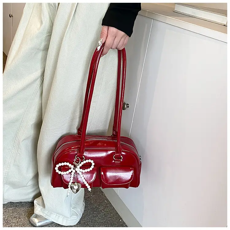 Red Pearl Bow Shoulder Bag for Women — feature 14