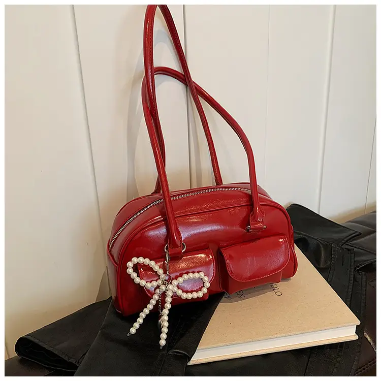 Red Pearl Bow Shoulder Bag for Women — feature 17