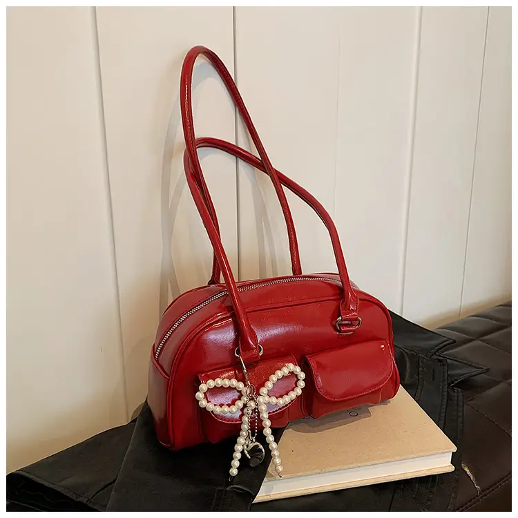 Red Pearl Bow Shoulder Bag for Women — feature 18