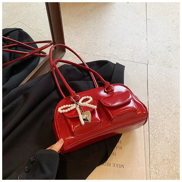 Red Pearl Bow Shoulder Bag for Women — feature 21