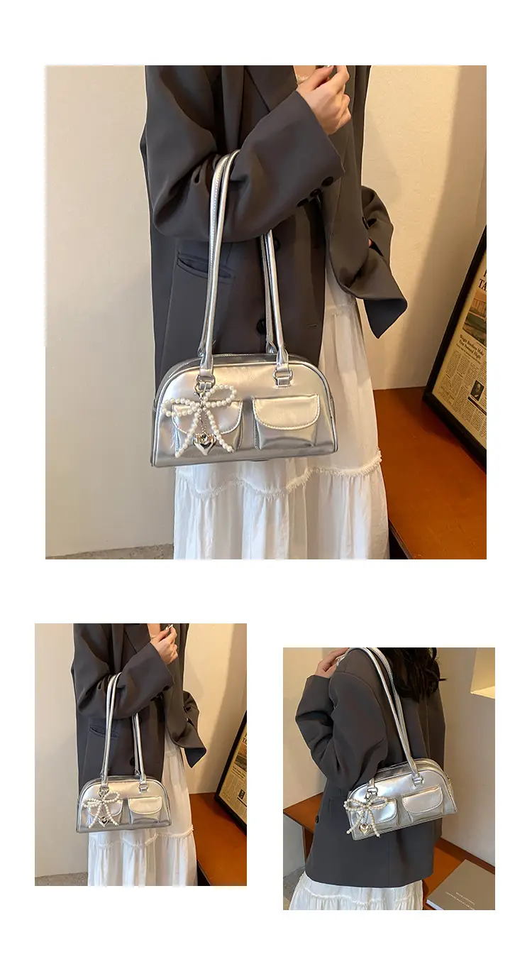 Red Pearl Bow Shoulder Bag for Women — feature 5