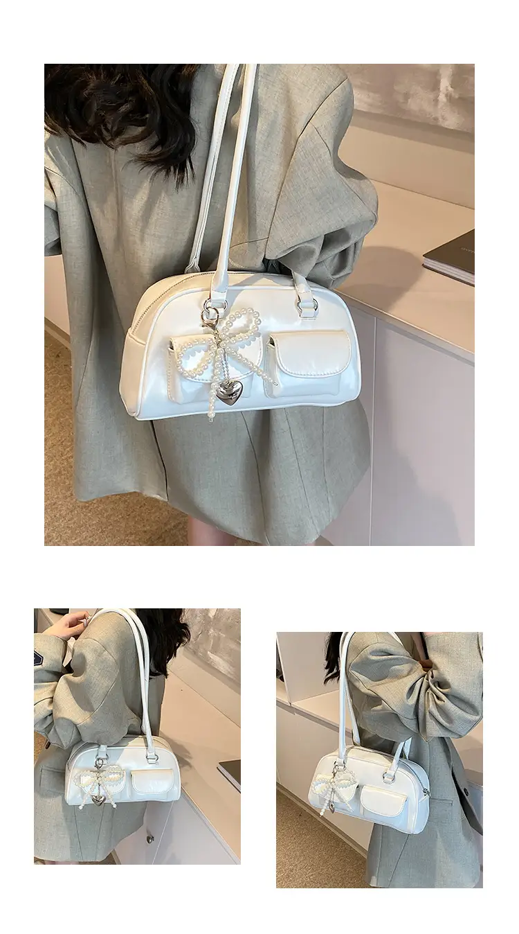 Red Pearl Bow Shoulder Bag for Women — feature 6