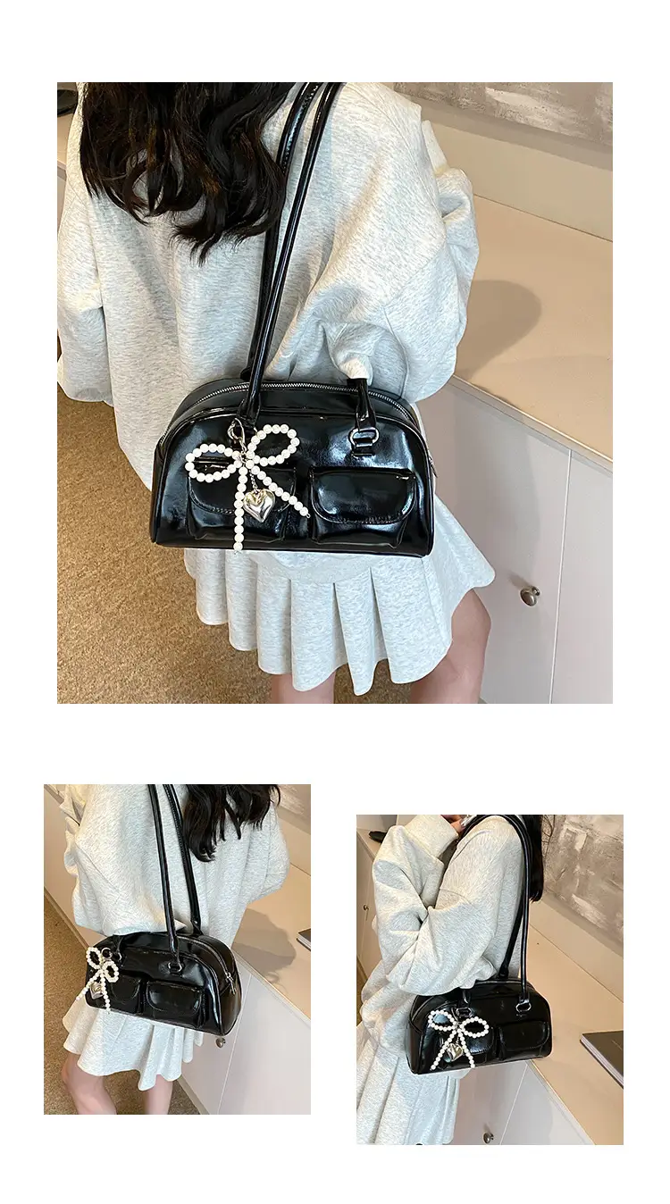 Red Pearl Bow Shoulder Bag for Women — feature 7