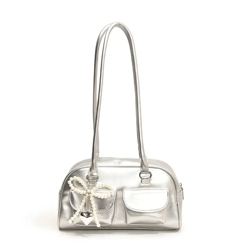 Red Pearl Bow Shoulder Bag for Women - Image 3