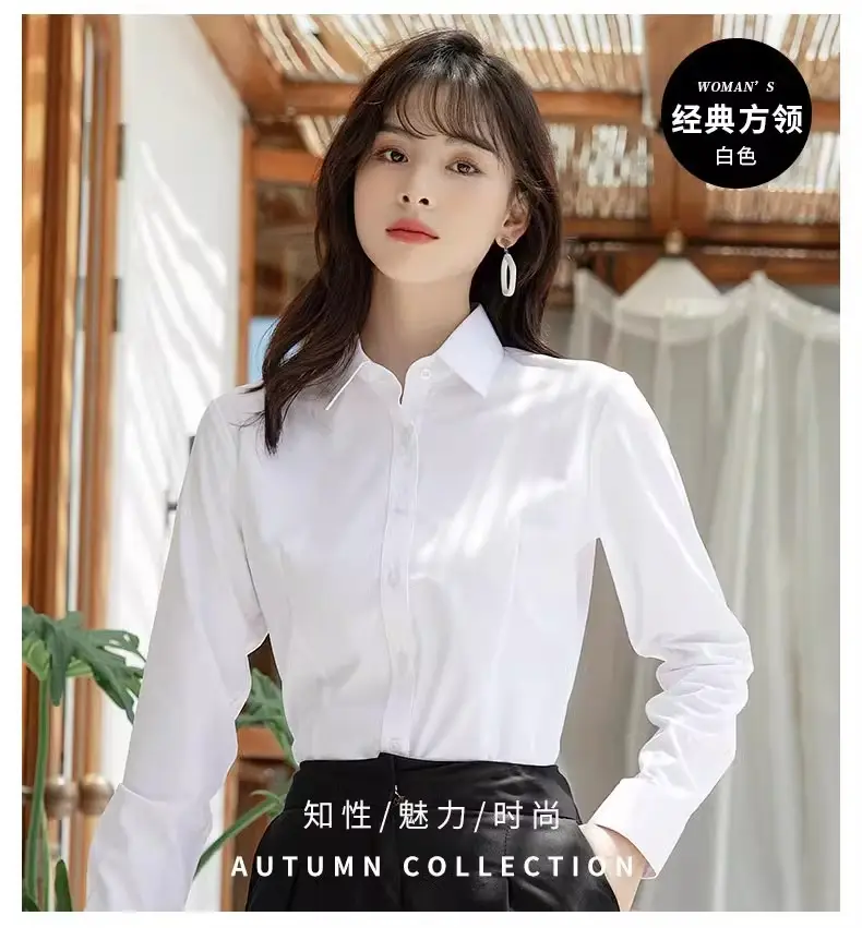 2024 New Women's Short-sleeved White Shirt Professional Dress Long-sleeved Work Clothes Summer Shirt Top — feature 15