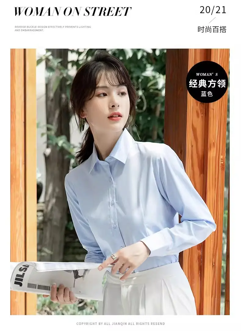 2024 New Women's Short-sleeved White Shirt Professional Dress Long-sleeved Work Clothes Summer Shirt Top — feature 19