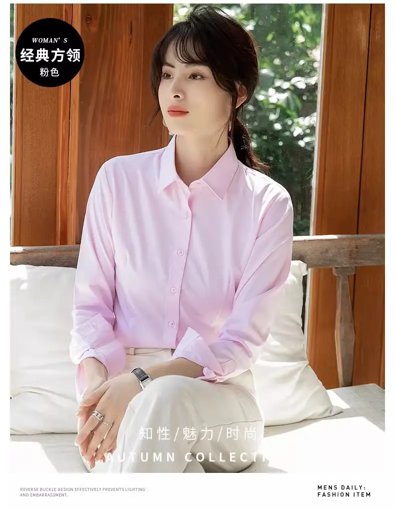 2024 New Women's Short-sleeved White Shirt Professional Dress Long-sleeved Work Clothes Summer Shirt Top — feature 22