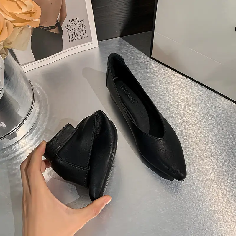 Women's Work Shoes, Black, Flat, Soft Sole, Soft Leather, Professional Interview, Work Attire, Not Tiring for Feet, Comfortable for Long Standing, Women's Flats - Image 18