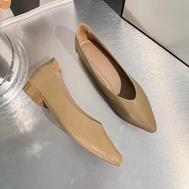 Women's Work Shoes, Black, Flat, Soft Sole, Soft Leather, Professional Interview, Work Attire, Not Tiring for Feet, Comfortable for Long Standing, Women's Flats - Image 2