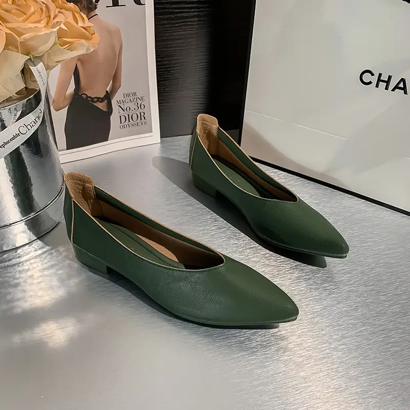 Women's Work Shoes, Black, Flat, Soft Sole, Soft Leather, Professional Interview, Work Attire, Not Tiring for Feet, Comfortable for Long Standing, Women's Flats - Image 5