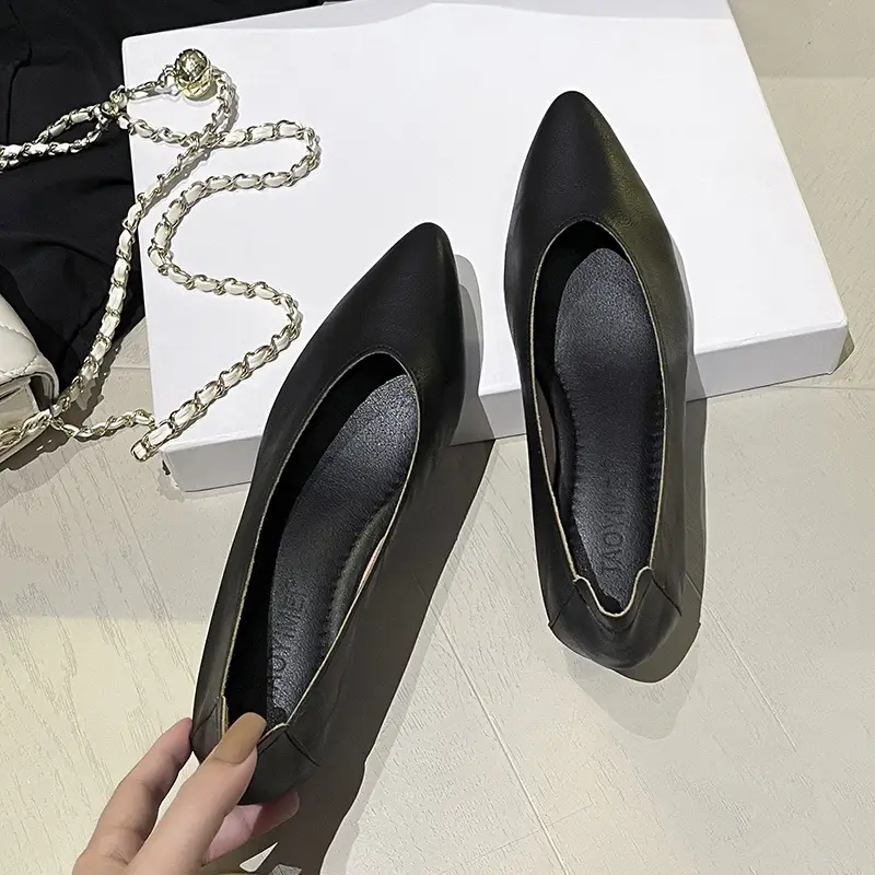 Women's Work Shoes, Black, Flat, Soft Sole, Soft Leather, Professional Interview, Work Attire, Not Tiring for Feet, Comfortable for Long Standing, Women's Flats - Image 6