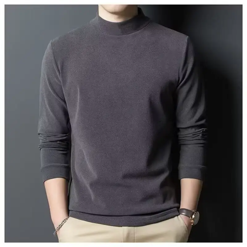 Men Velvet Turtleneck Long Sleeve Dark Brown — feature 20