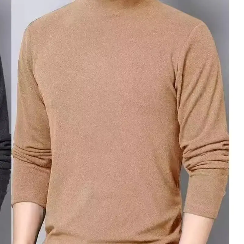 Men Velvet Turtleneck Long Sleeve Dark Brown — feature 22