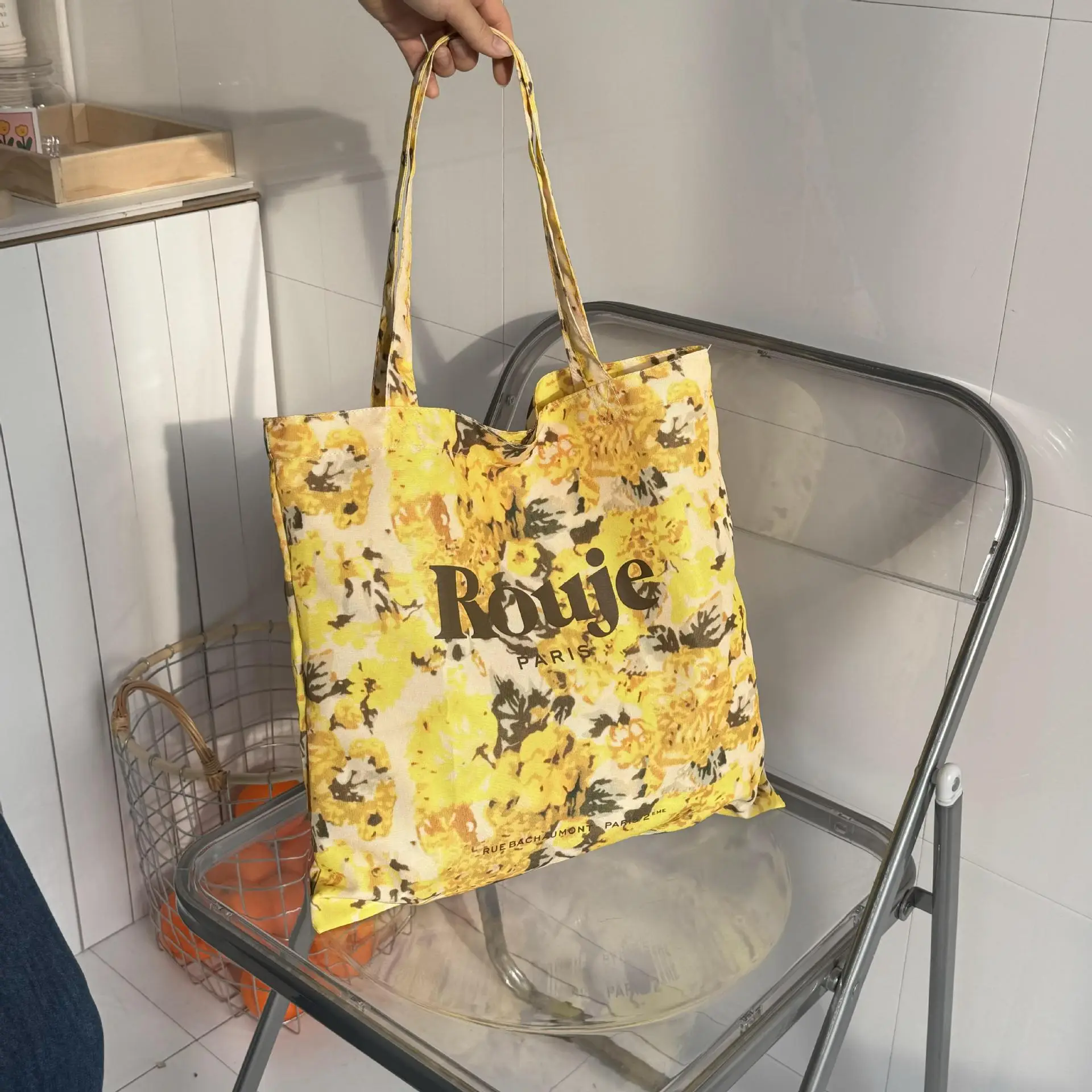 2024 Floral Canvas Shoulder Bag Blue Plaid Design — feature 14