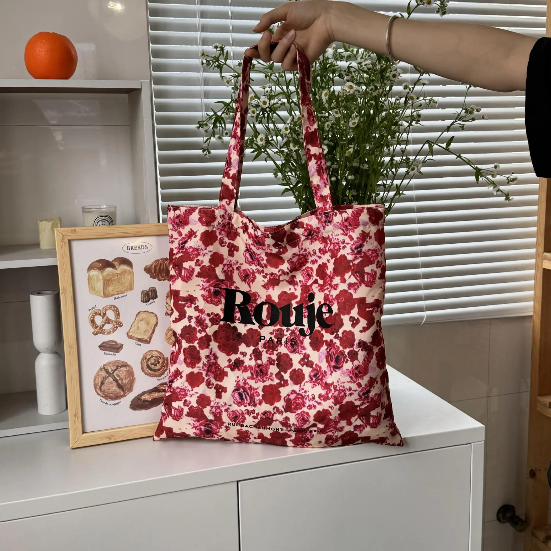 2024 Floral Canvas Shoulder Bag Blue Plaid Design — feature 15