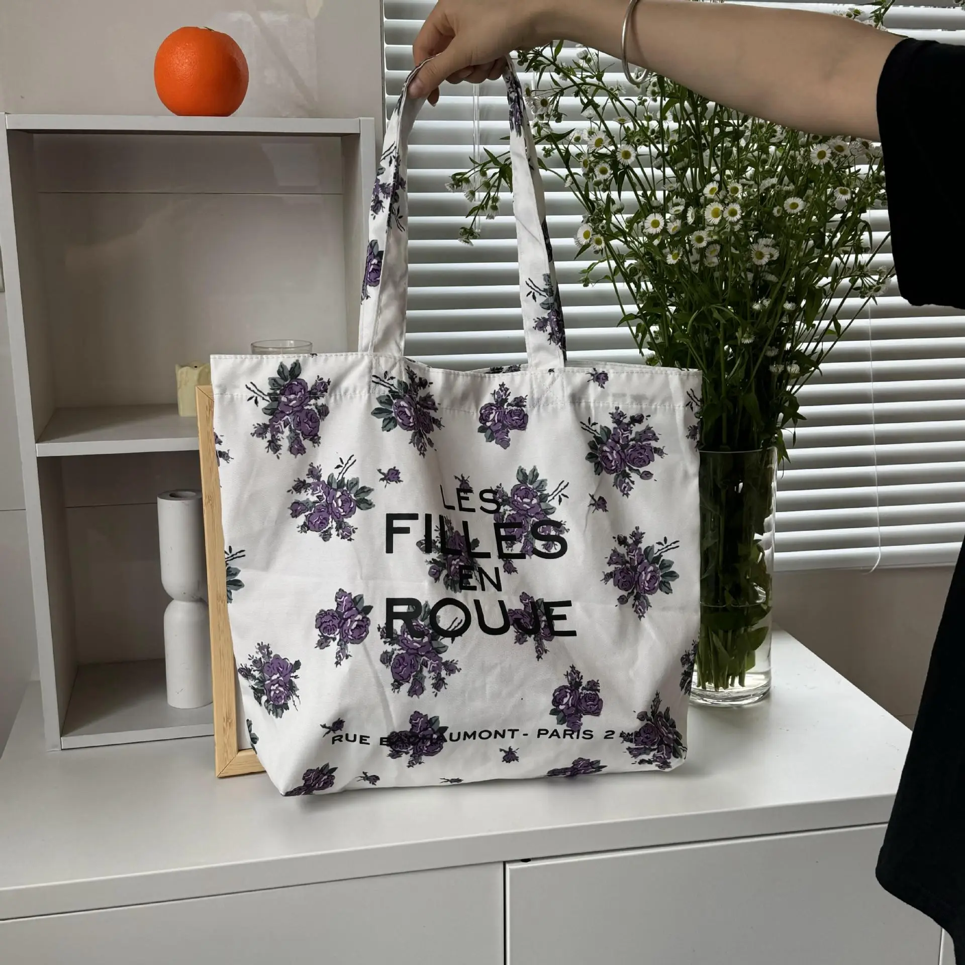 2024 Floral Canvas Shoulder Bag Blue Plaid Design — feature 16