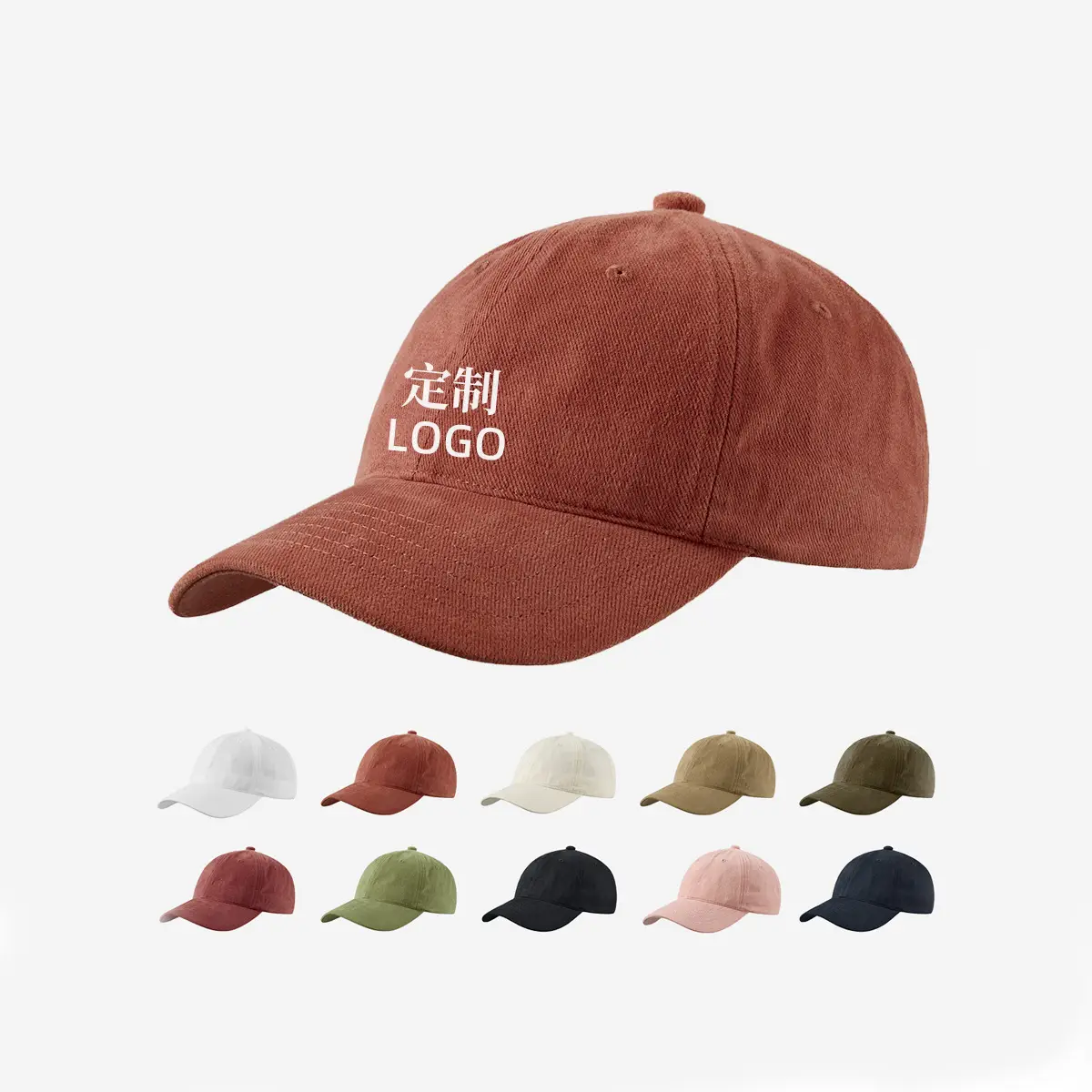 Organic Cotton Baseball Cap Rust Color with Logo