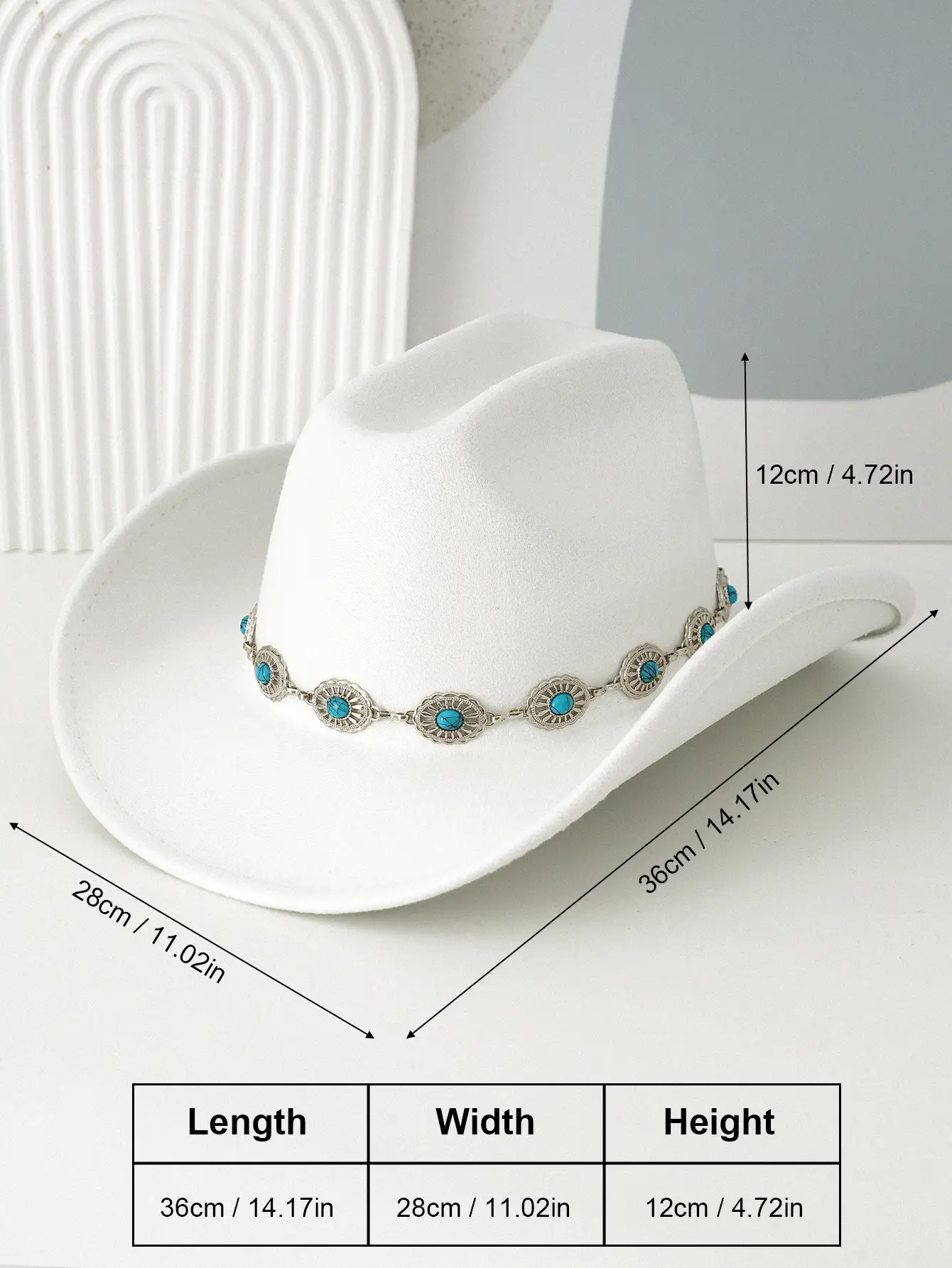 Black Turquoise Belted Cowboy Hat for Men Women — feature 1