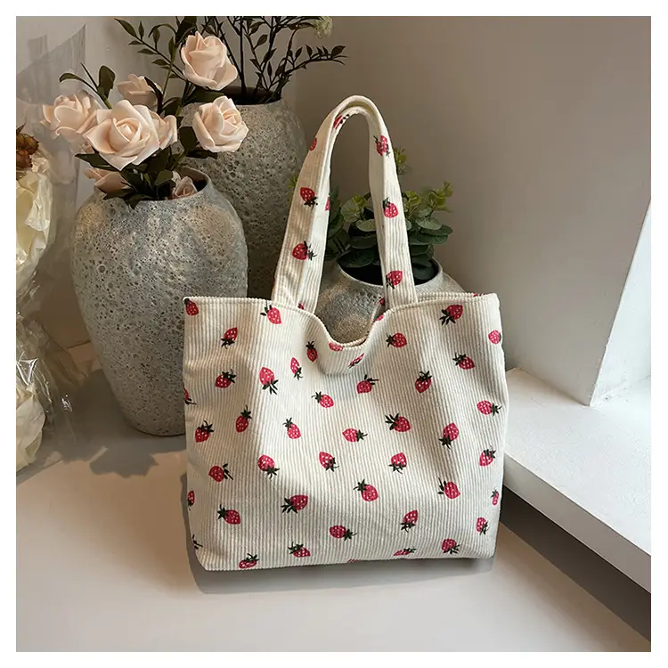 Women's Strawberry Flannel Tote Bag 2024 - Image 6