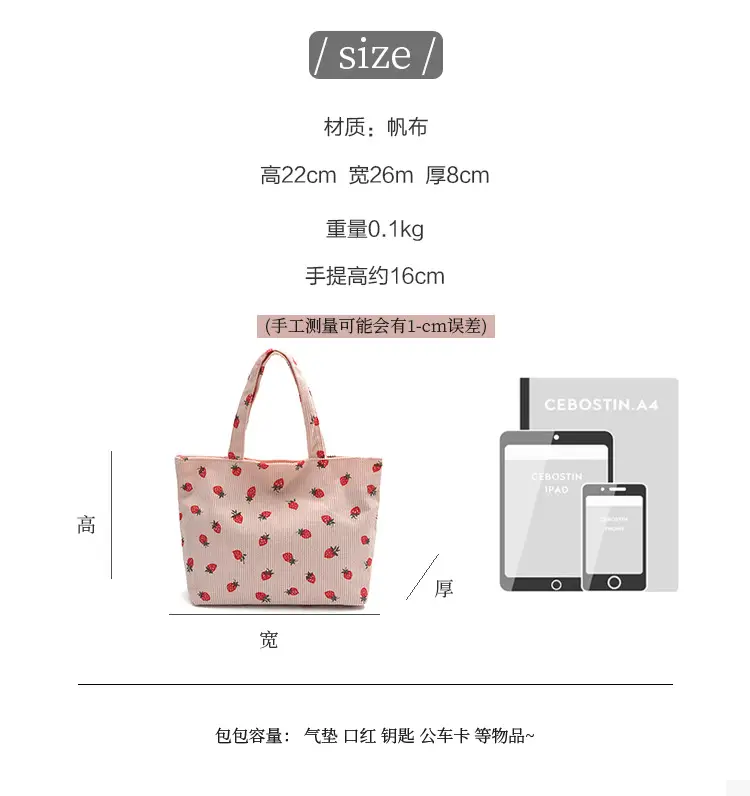 Women's Strawberry Flannel Tote Bag 2024 — feature 3