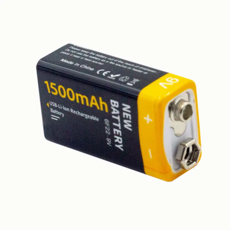 Rechargeable 9V Multimeter Battery for Medical Instruments and Toys 1500Mah 6F22 Lithium-Ion USB High Capacity