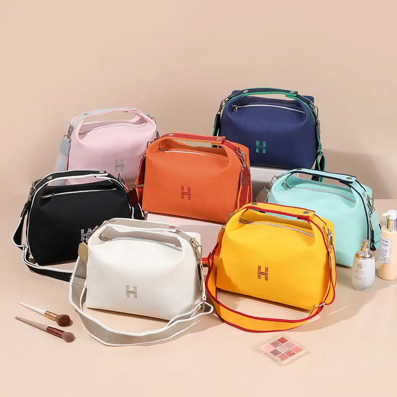White Canvas One Shoulder Crossbody Bag for Women