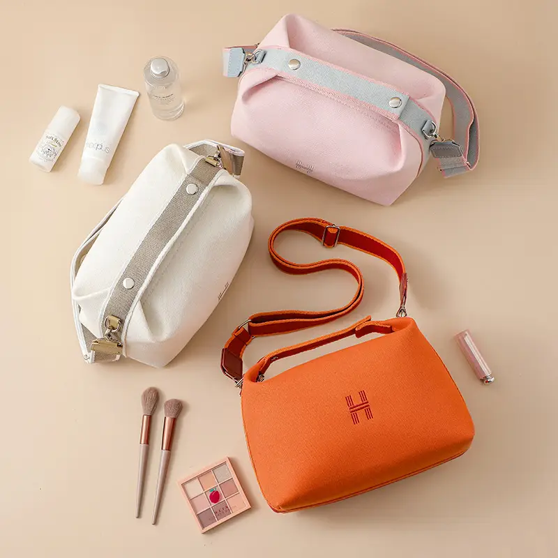 White Canvas One Shoulder Crossbody Bag for Women