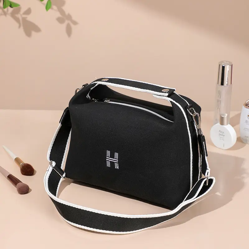 White Canvas One Shoulder Crossbody Bag for Women