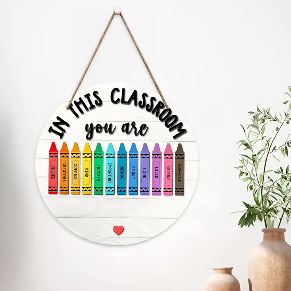 in stock Back to School Season Wooden Classroom Listing Front Door Decoration Wooden Round Logo Decorative Door Plate School Season Layout - Image 3