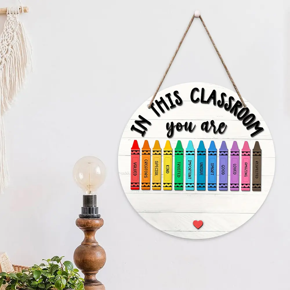 in stock Back to School Season Wooden Classroom Listing Front Door Decoration Wooden Round Logo Decorative Door Plate School Season Layout - Image 4