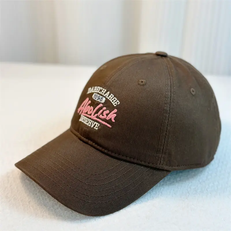 Women's Korean Style Letter Embroidered Cap Beige - Image 6