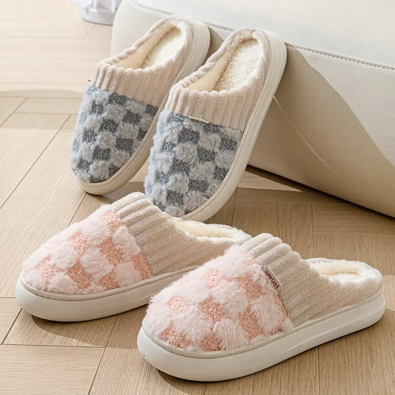 Autumn Winter Plush Slippers Women Warm Indoor