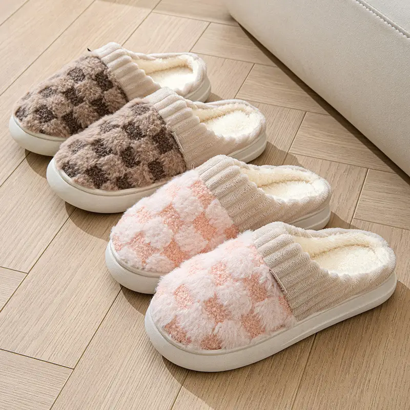 Autumn Winter Plush Slippers Women Warm Indoor