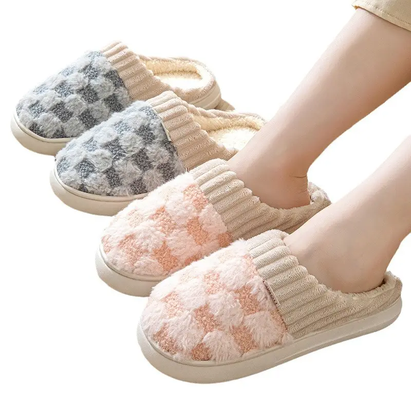 Autumn Winter Plush Slippers Women Warm Indoor