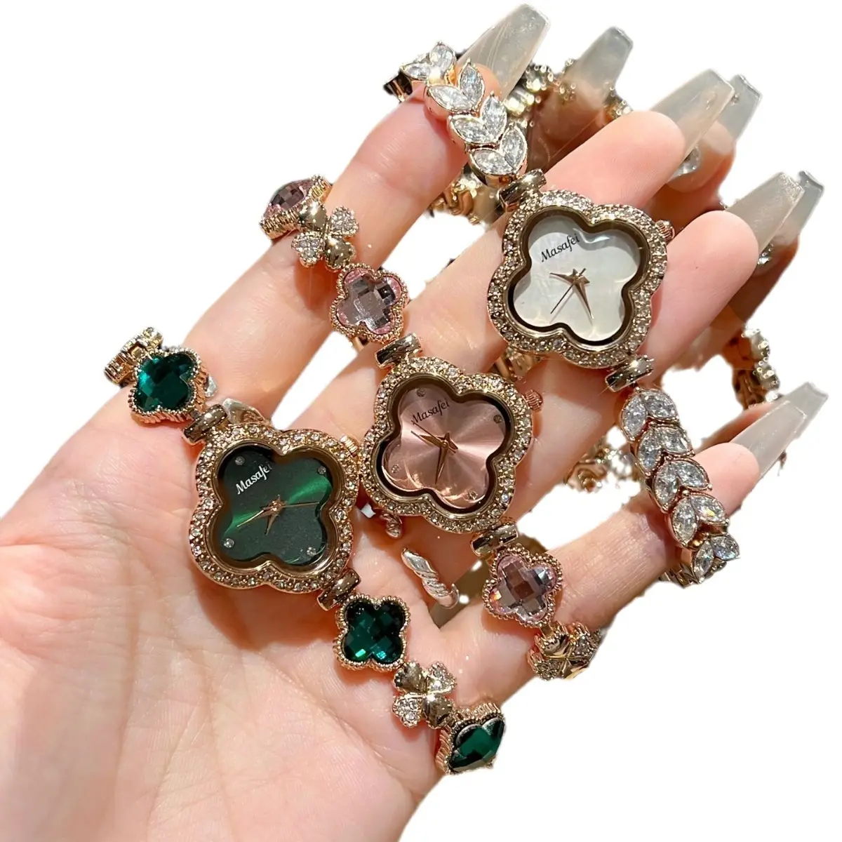 Women's Four Leaf Clover Rhinestone Watch Waterproof Quartz - Image 6
